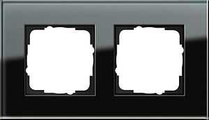Gira Esprit afdekraam 2-voudig zwart glas rechte hoeken 021205
