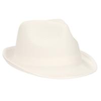 Trilby feesthoedje voor volwassenen - wit - Carnaval party verkleed hoeden Trilby feesthoedje voor volwassenen - wit - Carnaval party verkleed hoeden