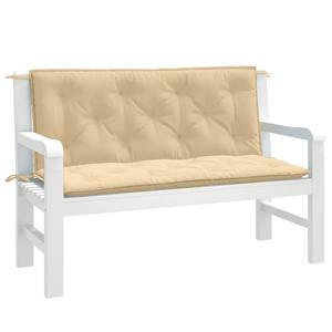 Tuinbankkussens 2 st 120x50x7 cm stof gemleerd beige