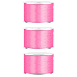 Hobby Sierlint satijn - 3x - Roze - 25 meter - cadeaulint - satijnlint/sierlinten