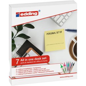 Edding 7 All in one desk set 4-BTWDESK Permanent marker Zwart, Blauw, Rood, Groen, Pink Watervast: Ja