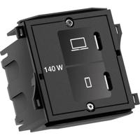 Bachmann USB-oplader 140 W USB-C USB PD, Fast Charge, PPS Zwart Binnen GaN, USB Power Delivery (USB-PD), Snellader, Overstroombeveiliging, Meubelinbouw