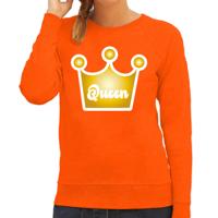 Koningsdag verkleed sweater kroon - Queen - oranje - dames Koningsdag verkleed sweater kroon - Queen - oranje - dames