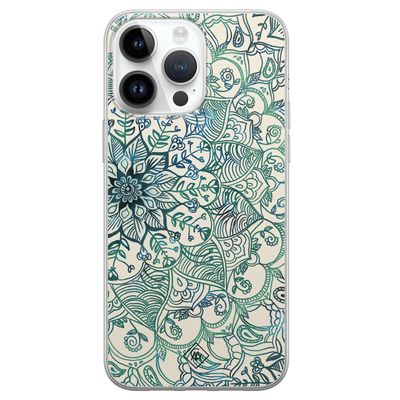 iPhone 14 Pro Max siliconen hoesje - Mandala blauw