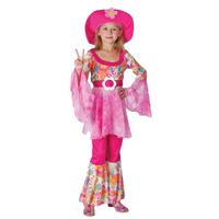 Complete roze hippie outfit voor meiden