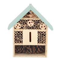 Esschert Design houten insectenhotel 10x24x29 cm naturel/mintgroen