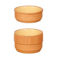 Tapas/creme brulee serveer schaaltjes - set van 12x - terracotta - geel - 12 x 4 cm