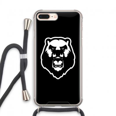 Angry Bear (black): iPhone 8 Plus Transparant Hoesje met koord