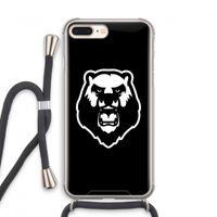 Angry Bear (black): iPhone 8 Plus Transparant Hoesje met koord