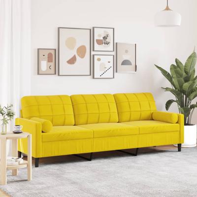 3-zitsbank met sierkussens 210 cm fluweel geel