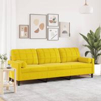 3-zitsbank met sierkussens 210 cm fluweel geel