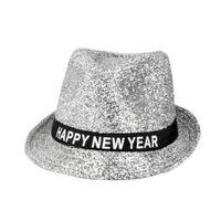 Hoed Sparkling Zilver 'Happy New Year'