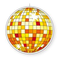 Seventies eighties disco thema hangende discobol decoratie geel 28 cm - thumbnail