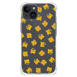 Doorzichtige Silicone Hoesje voor iPhone 15 Katten Emojis