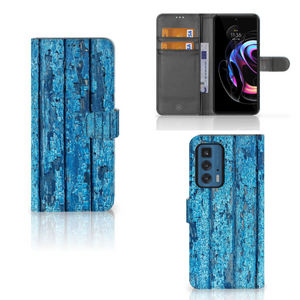 Motorola Edge 20 Pro Book Style Case Wood Blue