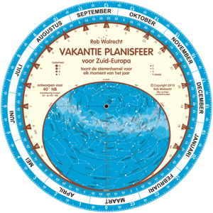 Sterrenkaart - Planisfeer Vakantieplanisfeer Zuid-Europa (40° NB) | Ro