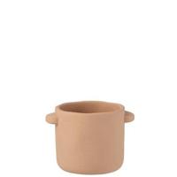 J-Line Bloempot Gustave - cement - licht bruin - Ø 16 cm - 2 stuks