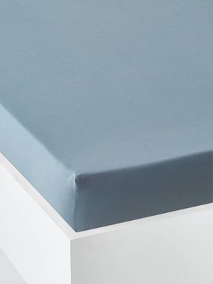Effen hoeslaken kind Oeko-Tex® jeansblauw