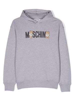 Moschino Kids hoodie en coton à logo imprimé - Gris