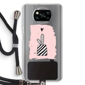 Zwart-wit cactus: Xiaomi Poco X3 NFC Transparant Hoesje met koord