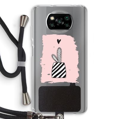 Zwart-wit cactus: Xiaomi Poco X3 NFC Transparant Hoesje met koord