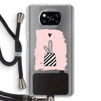 Zwart-wit cactus: Xiaomi Poco X3 NFC Transparant Hoesje met koord