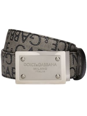 Dolce & Gabbana ceinture en jacquard à plaque logo - Tons neutres