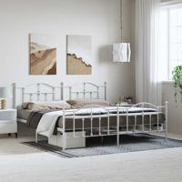 Bedframe met hoofd- en voeteneinde metaal wit 193x203 cm