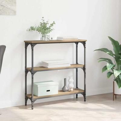 Wandtafel met plank artisanaal eikenkleurig 75 x 22.5 x 75 cm