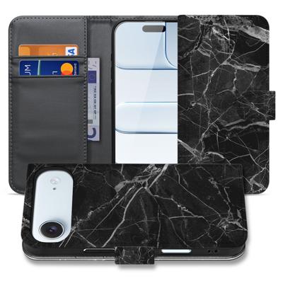 Apple iPhone Air | Bookcase | Zwart Marmer Met Pasjesvak Luxe