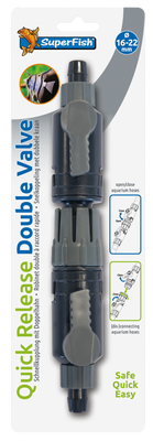 Superfish Dubbelkraan Snelkoppeling 16/22 voor Aquarium - Eenvoudige Installatie, Zoet/Zout Water Compatible