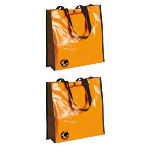 3x stuks shopper boodschappen opberg tassen oranje 38 x 38 cm