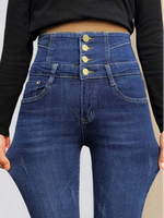 Buttoned Tight Denim Casual Jean - thumbnail