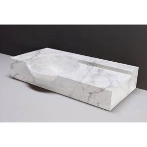 Forzalaqua Laguna wastafel 80x40x12cm Rechthoek 0 kraangaten Natuursteen Carrara gepolijst 100489