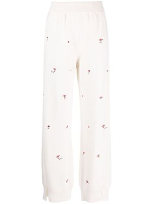 Barrie pantalon en cachemire à fleurs bordées - Tons neutres