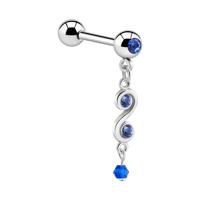 Jeweled Barbell with Charm Chirurgisch staal 316L / Belegde messing Barbells - thumbnail