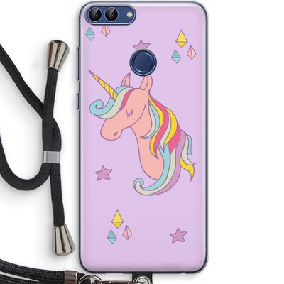Roze eenhoorn: Huawei P Smart (2018) Transparant Hoesje met koord