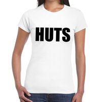 HUTS tekst t-shirt wit voor dames - thumbnail