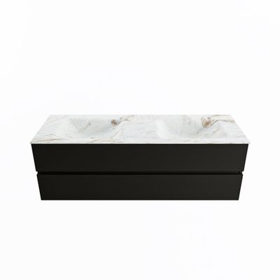 MONDIAZ VICA-DLUX 150cm badmeubel onderkast Urban 2 lades. Inbouw wastafel CLOUD dubbel 2 kraangaten, kleur Frappe.
