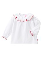 Miki House blouse en coton à broderies - Blanc