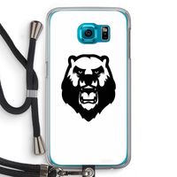 Angry Bear (white): Samsung Galaxy S6 Transparant Hoesje met koord