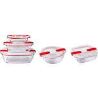 Set van 5 voorraadpotten - PYREX - Cook & Heat - Glas - Deksel met stoomventielen, speciaal voor magnetrons