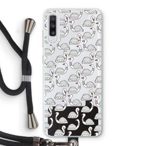 Zwanen: Samsung Galaxy A70 Transparant Hoesje met koord