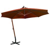 VidaXL Zweefparasol met paal 3,5x2,9 m massief vurenhout terracotta - thumbnail