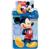 Disney Mickey Mouse Dekbedovertrek Hello - Eenpersoons - 140 x 200 cm - Blauw - thumbnail