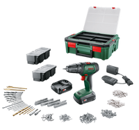 Bosch Groen Universal Drill 18V | Accuschroefboormachine | 2 x 1.5 Ah accu + lader | Incl. accessoires + SystemBox - 06039D4003