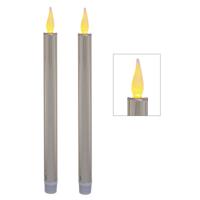 Feeric lights LED dinerkaarsen - met zilveren glitters - 27 cm - dunne kaarsen - kerststukje