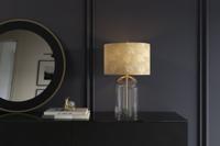 Moderne tafellamp CLASSICO 50cm transparant glas witgouden linnen kap - 46012