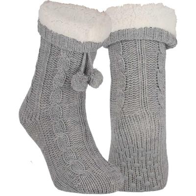 Apollo Huissloffen - kinderen - gebreid - slofsokken - lichtgrijs - one size maat 36/41 - fleece