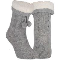 Apollo Huissloffen - kinderen - gebreid - slofsokken - lichtgrijs - one size maat 36/41 - fleece